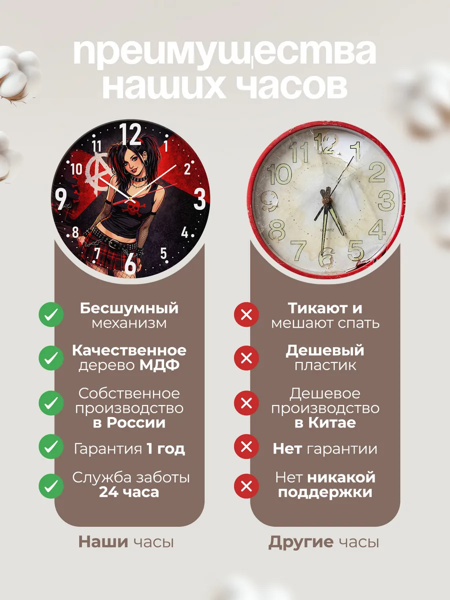 Часы настенные Панк рок девочка — фото 10