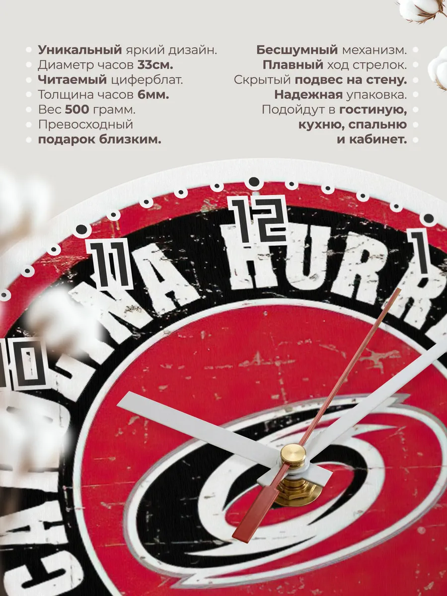 Часы настенные Carolina Hurricanes лого — фото 11