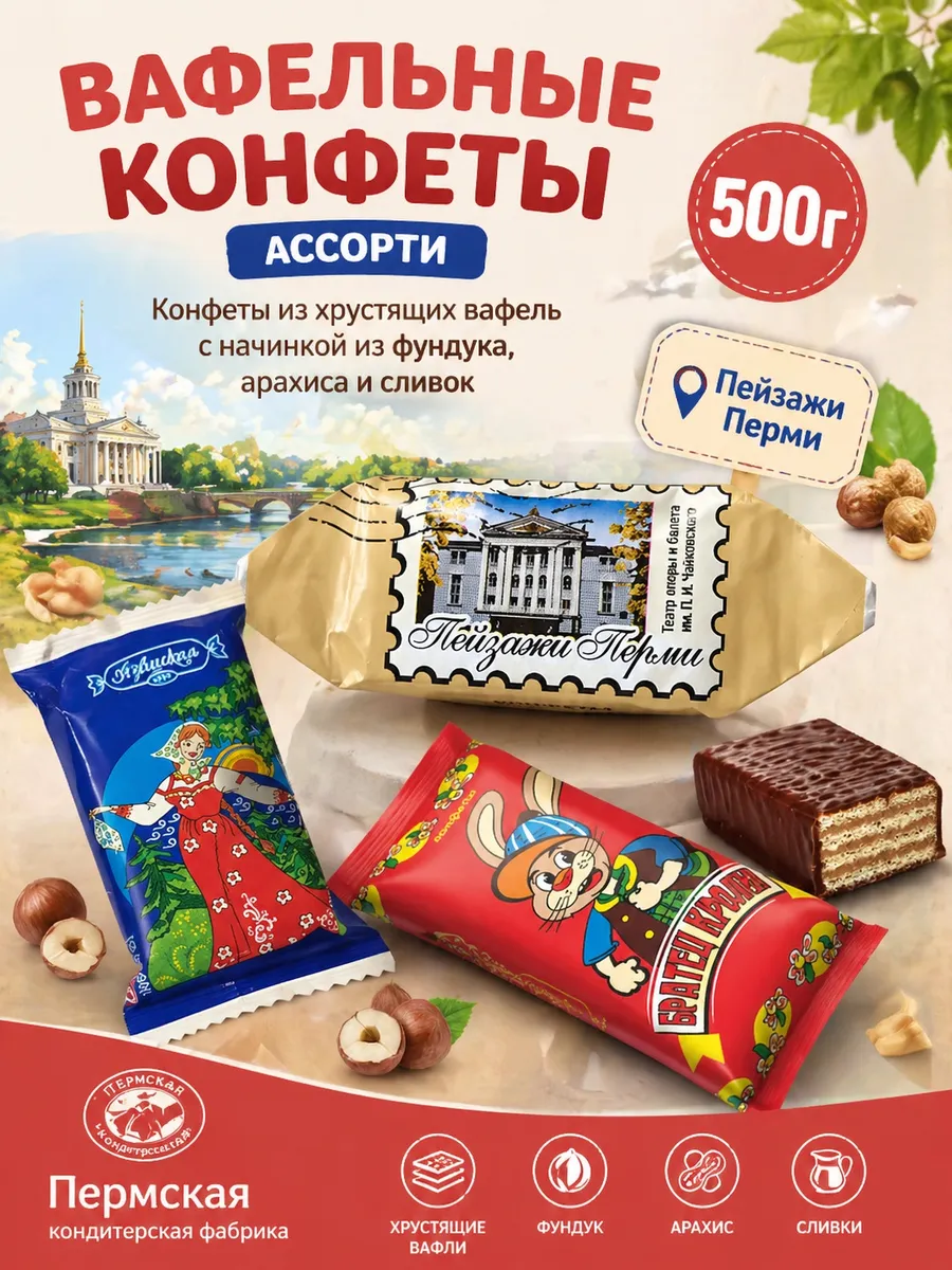 Конфеты вафельные из Перми 500г