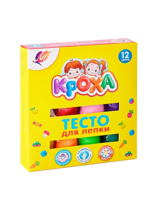 Нет бренда Тесто для лепки 12 цветов для творчества, 12 цв.