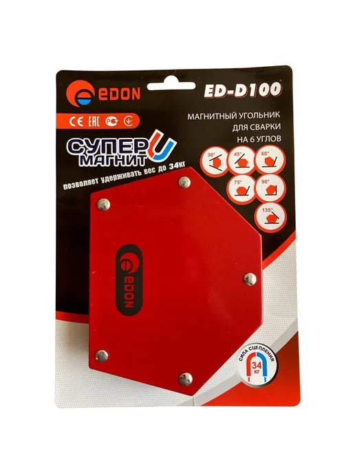 Edon Магнитный уголок для сварки ED-D100 красный 16291, красный, фото 2
