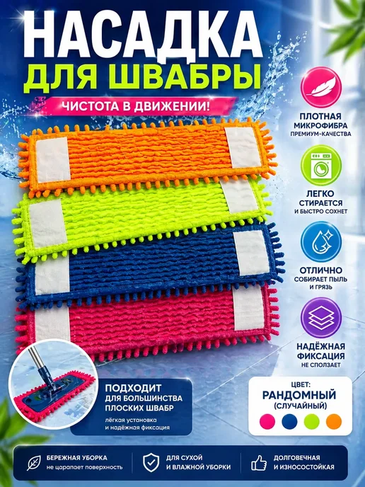 ЮЖ88 Сменная тряпка для швабры из микрофибры, розовый, фото 2