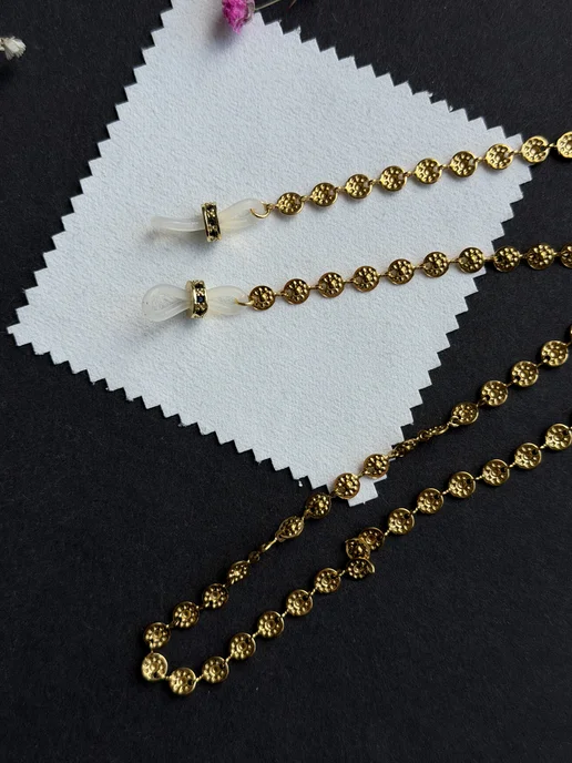 rowan beads Шнурок цепочка для очков 54 см, желтый, фото 3
