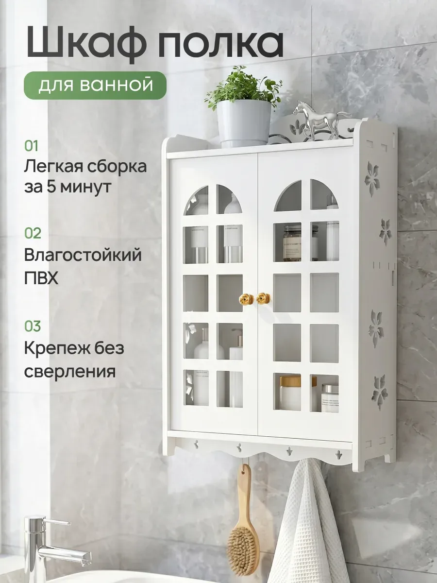 Мебель Шкаф для ванной и туалета навесной с дверцами