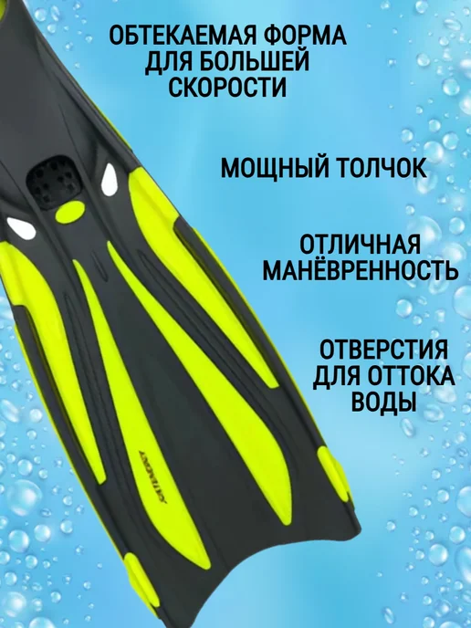 JustEnergy Ласты длинные для плавания, подводной охоты и дайвинга, черный, фото 3