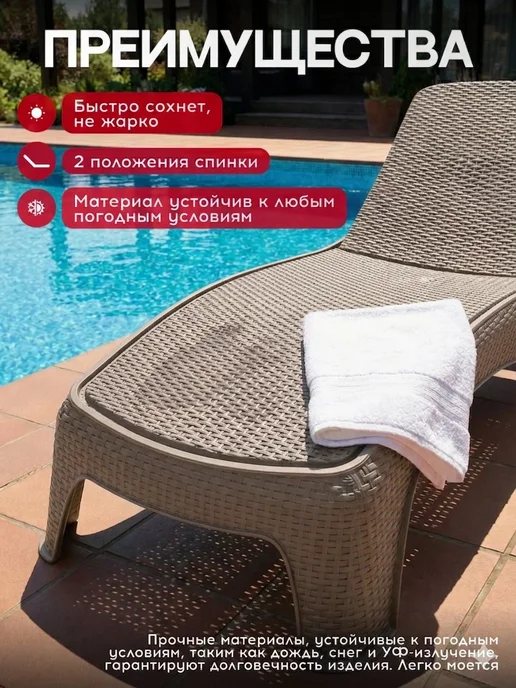 Keter Комплект из двух шезлонгов Атлантик и столика Holliday, коричневый, фото 5