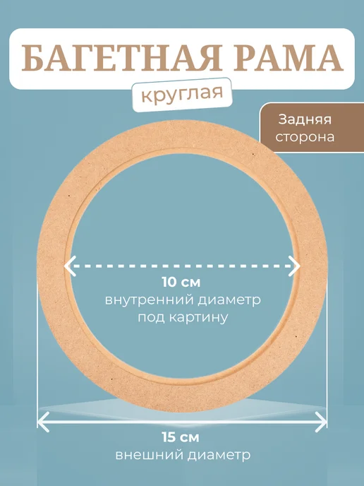 АРТБОРД + Круглая рамка для вышивки 10 см, 6 шт, багет из МДФ №1, 6 шт, фото 2