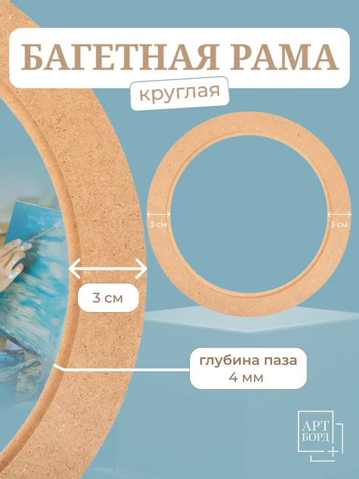 АРТБОРД + Круглая рамка для вышивки 10 см, 6 шт, багет из МДФ №1, 6 шт, фото 4