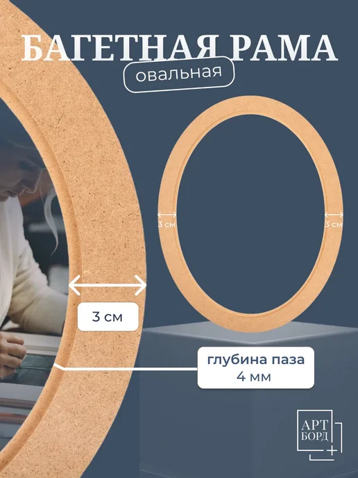 АРТБОРД + Рама овальная багетная 10х15 см, 5 шт, для вышивки МДФ №3, №3, фото 4