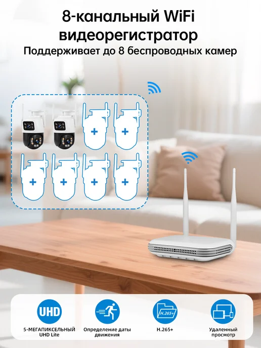 FUERS WIFI система видеонаблюдения +4 камеры +1 ТБ, 1 ТБ, фото 4