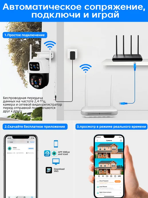 FUERS WIFI система видеонаблюдения +4 камеры +1 ТБ, 1 ТБ, фото 6