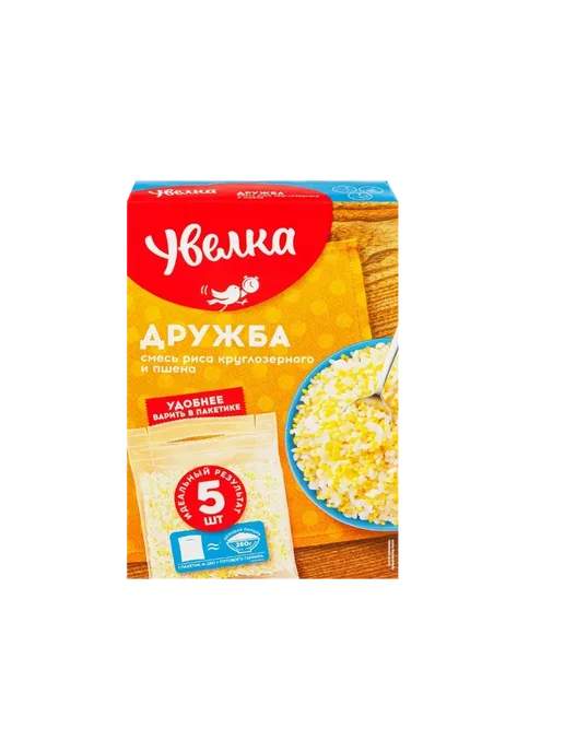 Увелка Смесь круп Дружба рис и пшено, 5шт, 400г, 5 шт, 400 г, фото 2