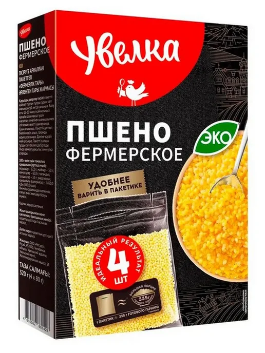 Увелка Пшено фермерское, 4 пакетика, 320 г, 320 г