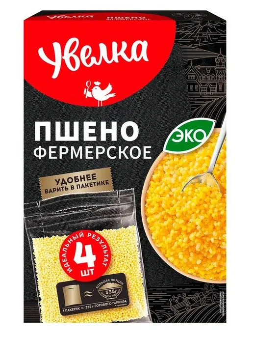 Увелка Пшено фермерское, 4 пакетика, 320 г, 320 г, фото 2