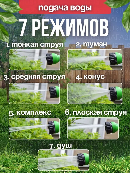 Turtus Шланг поливочный растягивающийся садовый, синий, фото 4