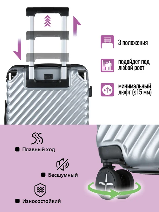Hakimi Комплект чемодан на колесах M Поликарбонат с USB-порт, 100 л, фото 4