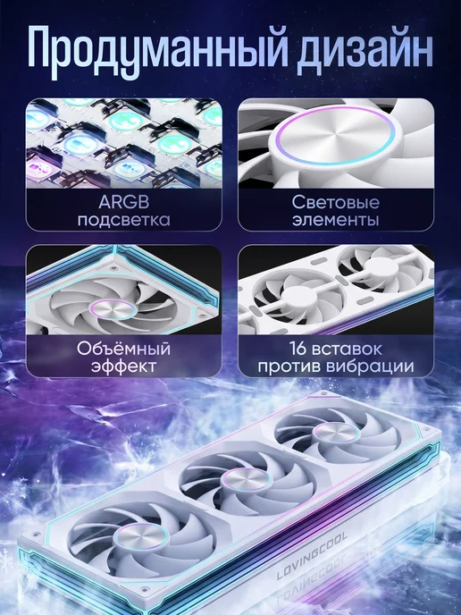 LOVINGCOOL Водяное охлаждение для процессора с экраном 3D белое 300W СЖ…, 300 Вт, фото 6