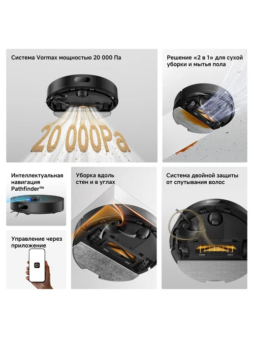 Dreame Робот-пылесос F21Black, 20000 Па, RU-версия, черный, фото 2