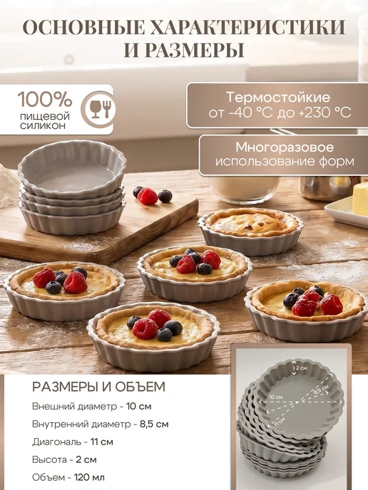 Царский кондитер Форма для тартов и тарталеток, серый, фото 2