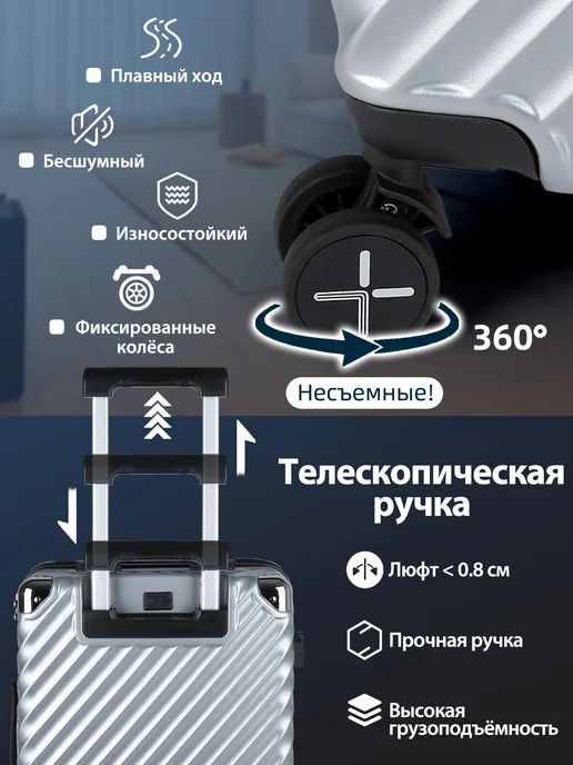 Поликарбонатный чемодан M 65л, TSA-замок,USB-порт, 100 л, фото 6