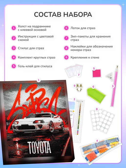 Алмазныи ряд Алмазная мозаика на подрамнике 40х50 см Спорткар постер, 40x50 см, фото 3
