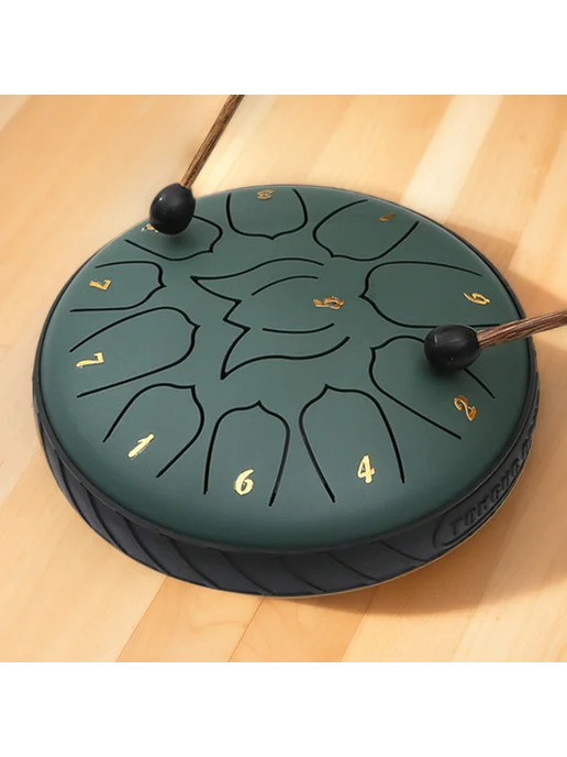 Стальной Handpan 6 дюймов 11 нот, серебро, для музыки, зеленый, фото 5