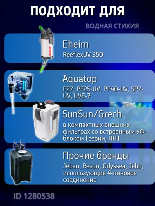sunsun Ультрафиолетовая лампа для внешнего фильтра 7 Вт, 7 Вт, фото 5