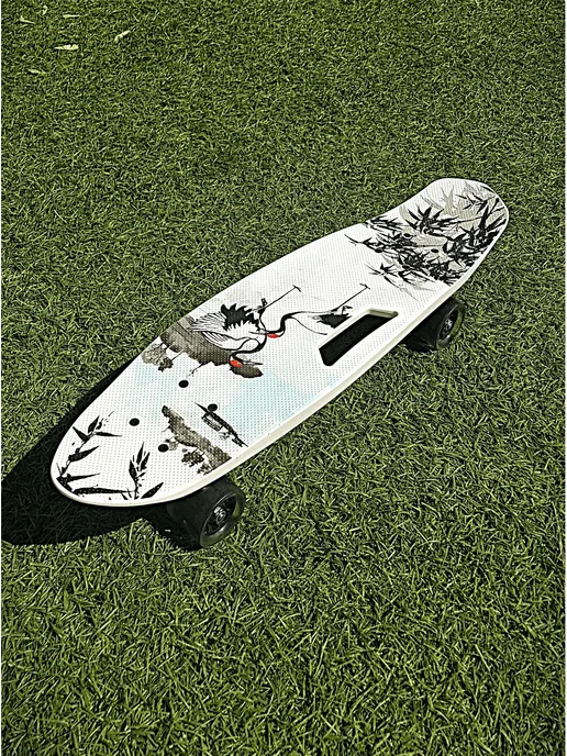 HOT.SKATE 25'' Пенниборд Скейтборд Круизер Светящиеся колеса, бежевый, фото 3