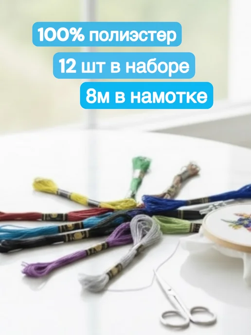 MAYDON__market Нитки Мулине с люрексом, Металлик микс 12шт, 12 шт, фото 2