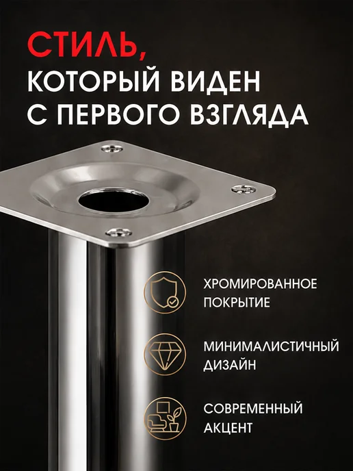ProfComplect Мебельные ножки регулируемые хром 100 мм опоры 6 шт, 6 шт, фото 5
