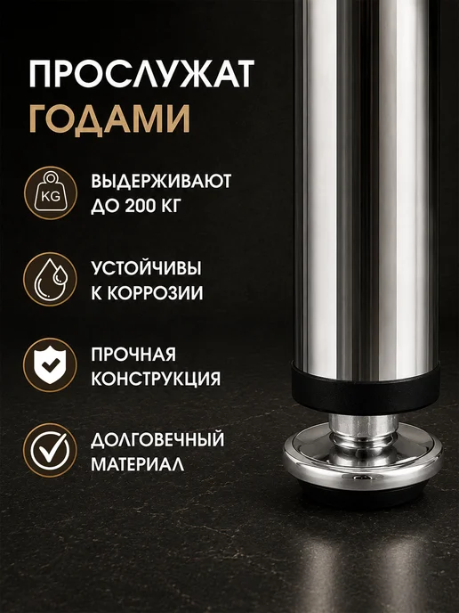 ProfComplect Мебельные ножки регулируемые хром 100 мм опоры 6 шт, 6 шт, фото 6