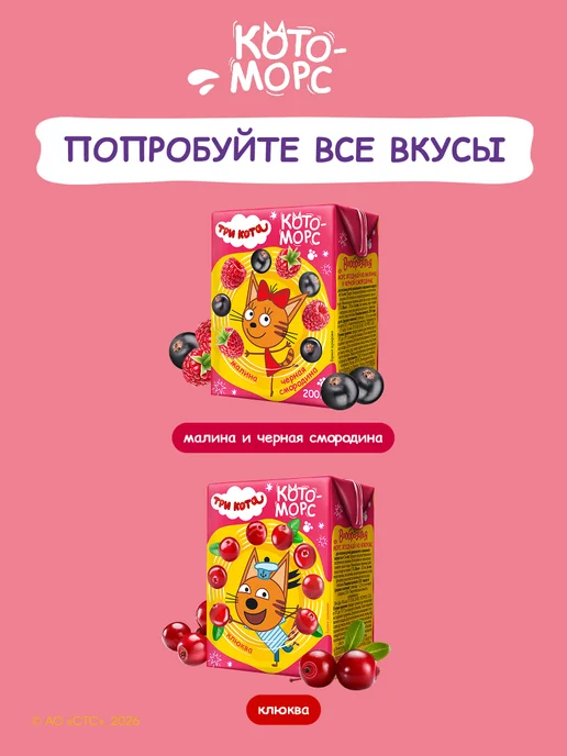 Вообразилия Три кота Детский ягодный клюквенный морс 200 мл 27 шт, 200 мл, 27 шт, фото 6