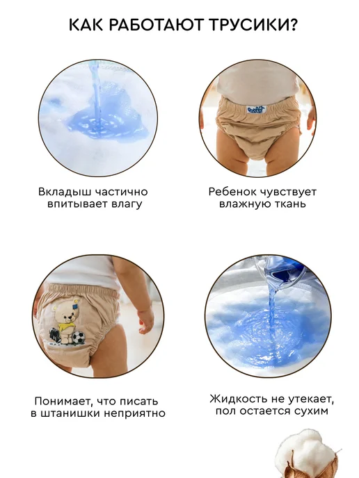 Uviton Трусики для приучения к горшку многоразовые, бежевый, фото 6
