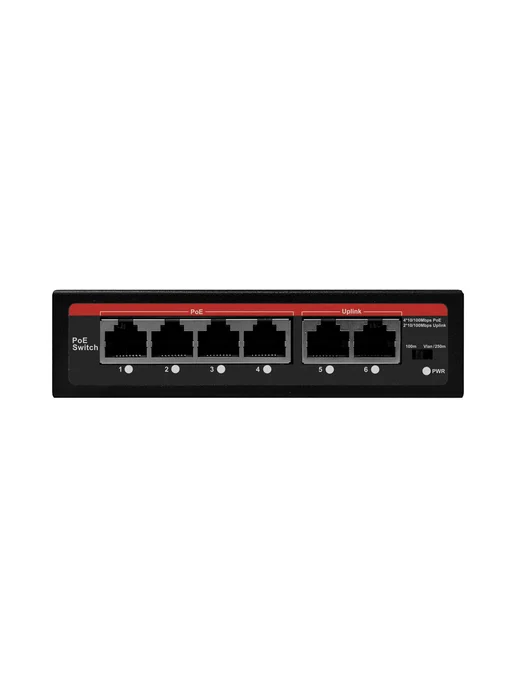 IPTRONIC Свитч коммутатор для видеонаблюдения порта 4 PoE + 2 Uplink, вариант, фото 5
