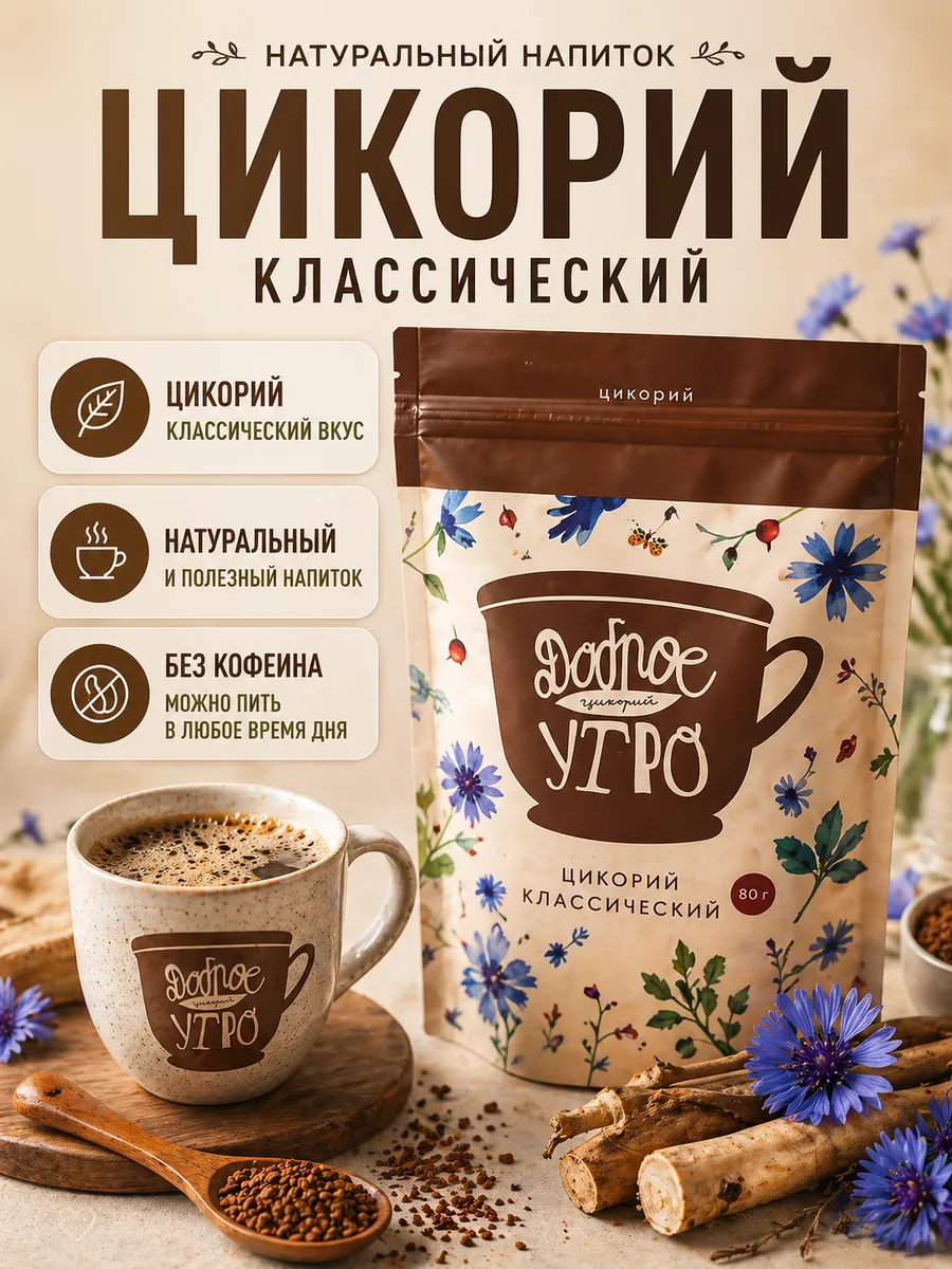 Цикорий растворимый «Доброе утро» классический, 80г
