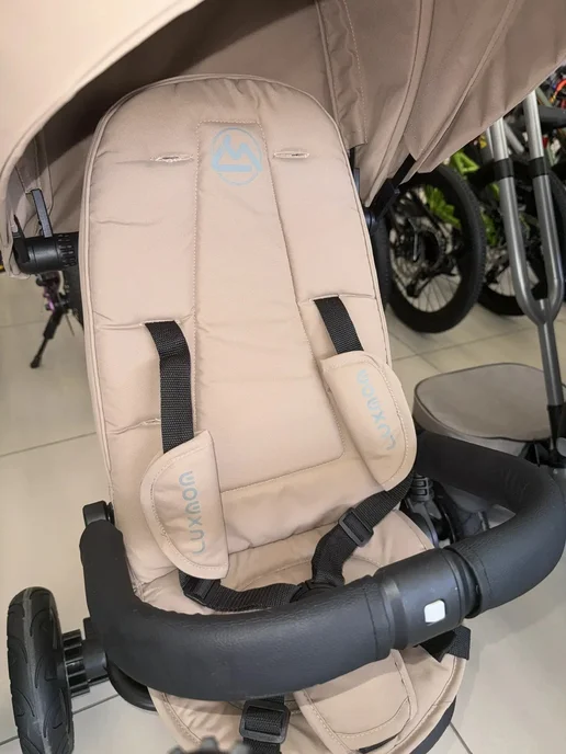 Luxmom Велосипед трехколесный детский с ручкой мод.3001 трансформер, бежевый, фото 5