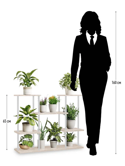Garden Show Подставка №5 МДФ 10 мест (светлое дерево) 80х23,7х65 см, 80x23.7x65 см, фото 3