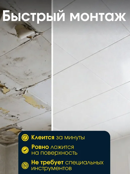Плитка потолочная экструзия бесшовная, белый, 48 шт, фото 3