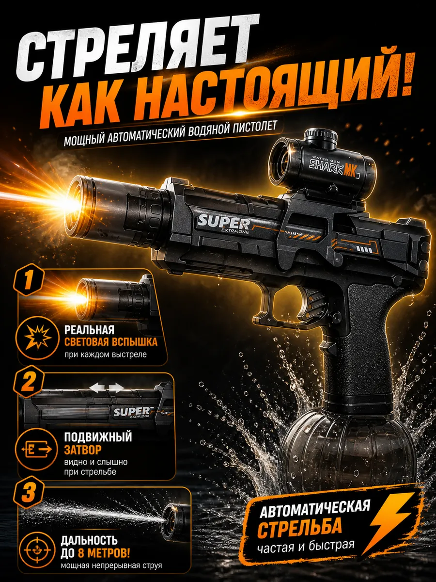 Водяной пистолет электрический (черный)