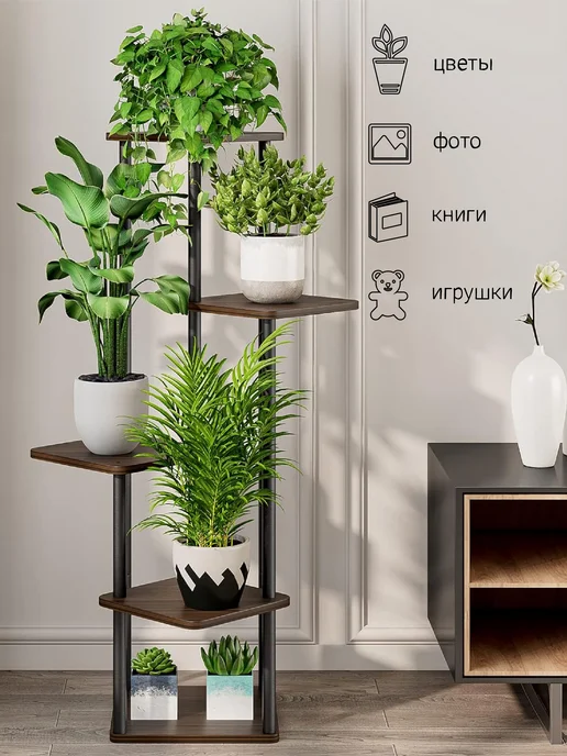 Garden Show Подставка №6 МДФ 5 полок (венге) 60х60х106,3 см, 60x60x106.3 см, фото 4