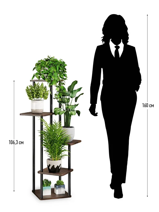 Garden Show Подставка №6 МДФ 5 полок (венге) 60х60х106,3 см, 60x60x106.3 см, фото 5