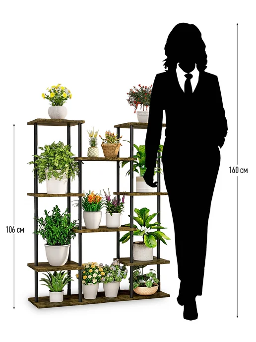 Garden Show Подставка для цветов 6 ярусов 14 мест (орех) 80х23,7х106 см, 80x23.7x106 см, фото 4
