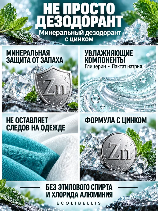 ECOLIBELLIS Дезодорант для мужчин и женщин с охлаждающим эффектом, 100 мл, фото 5