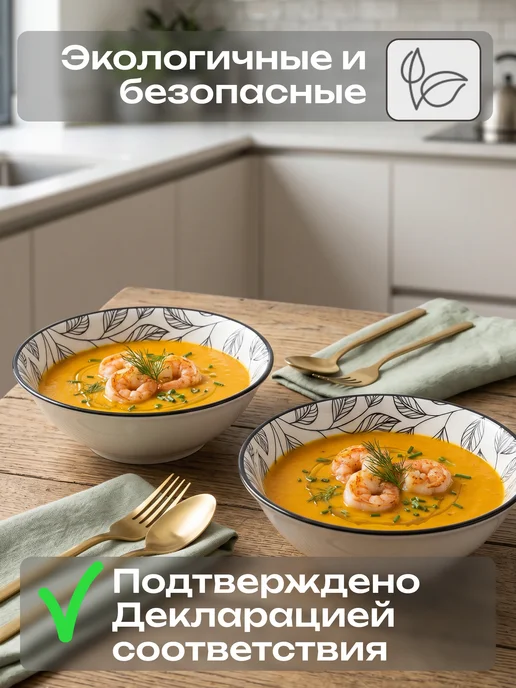 Elrington Тарелки глубокие для супа и салата набор 4 штуки 600 мл, 680 мл, фото 4