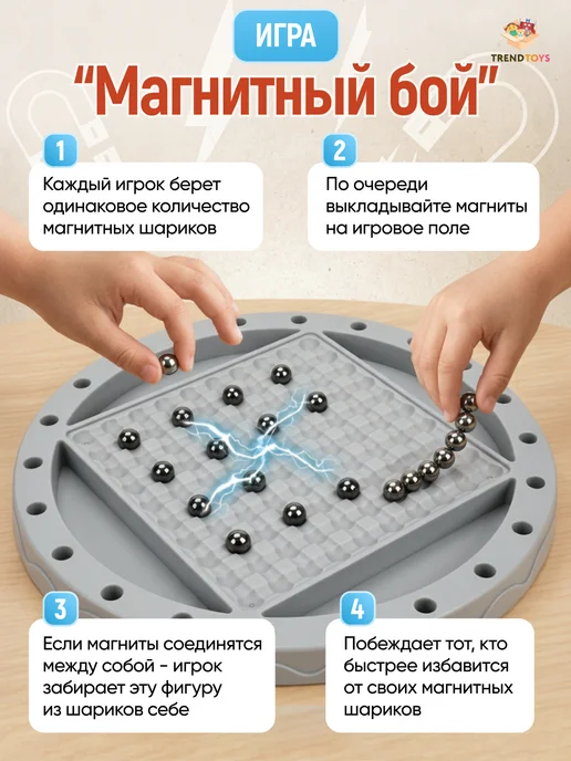 TrendToys Настольная игра 2 в 1 Магнитный бой Веревочки, синий, фото 7
