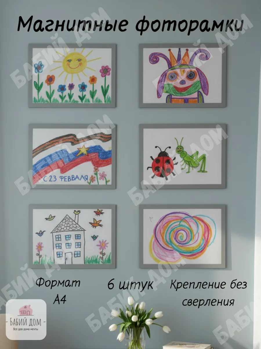 Рамка для фото магнитная А4 6 штук