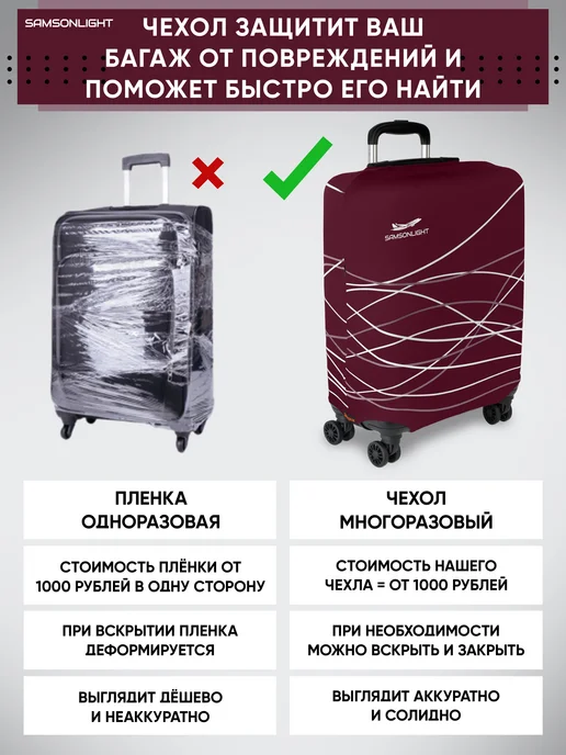 SAMSONLIGHT Чехол на чемодан S плотный, красный, фото 8