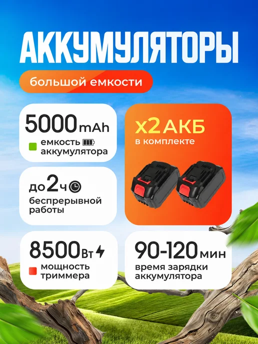 Садовый триммер для травы аккумуляторный, вариант, фото 2
