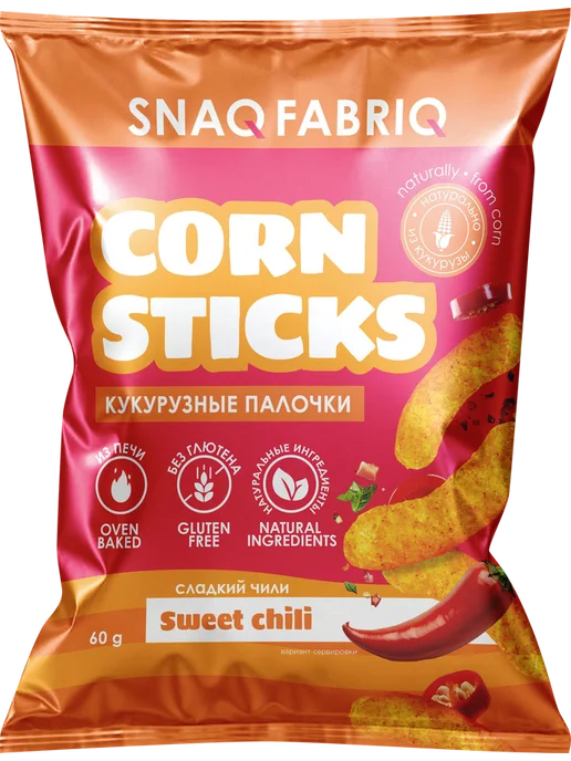 Палочки кукурузные SNAQ FABRIQ со вкусом сладкий чили, 60г, 60 г
