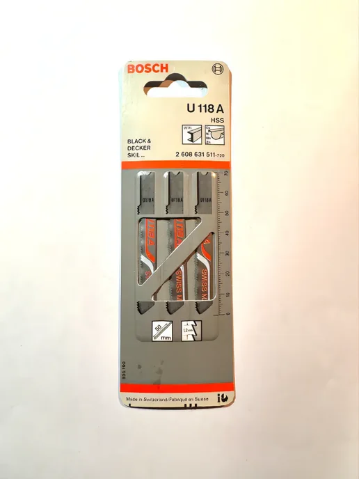 Пилки для лобзика по металлу bosch U118A, 3 шт